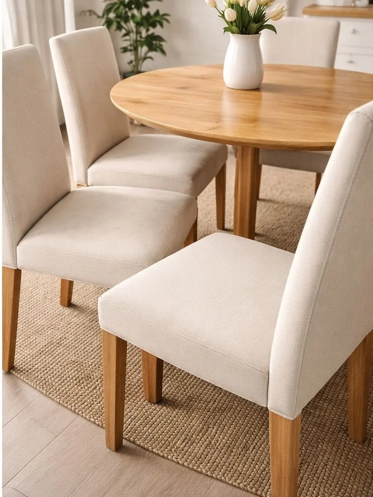 Refreshed dining chairs after upholstery cleaning